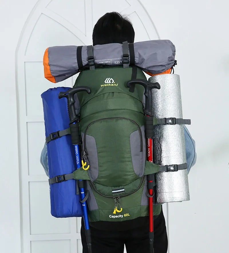 Herrarnas Outdoor Vandringsryggsäck 60L | Stor Ryggsäck för Resor, Camping, Vandring och Bergsklättring med Flera Fack