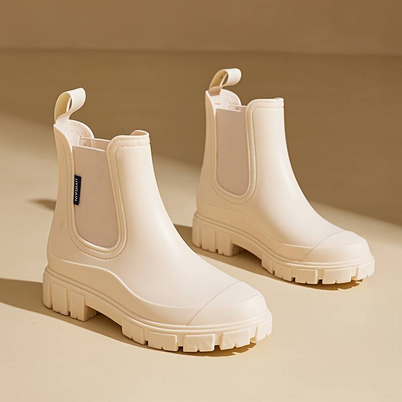 Damskor ankel regnstövlar | Slip-on stil med elastiska sidopaneler