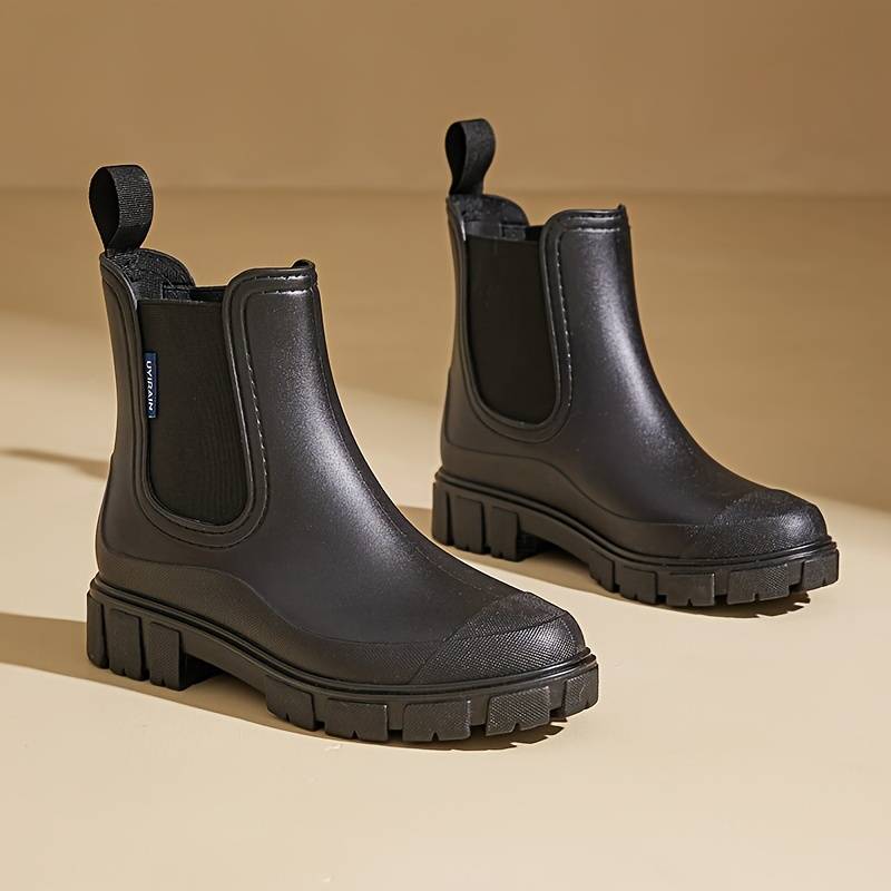 Damskor ankel regnstövlar | Slip-on stil med elastiska sidopaneler