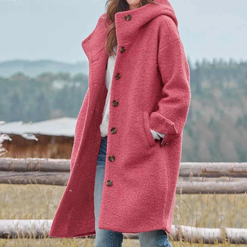 Elegant maxikappa med huva för Dam