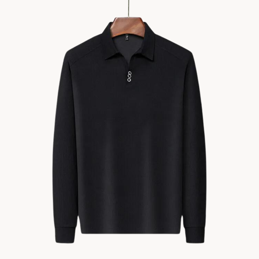 Mjuk Långärmad Pullover Polo För Män