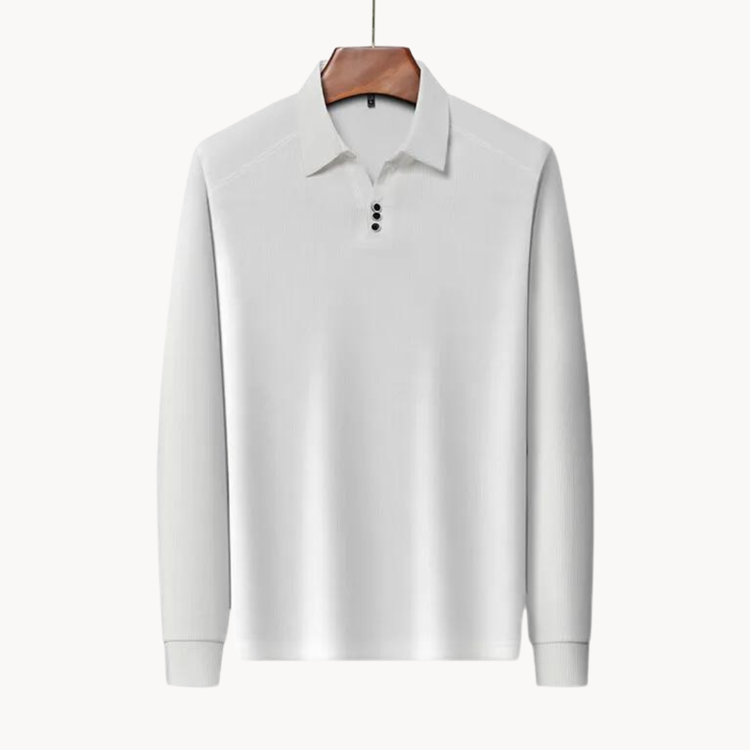 Mjuk Långärmad Pullover Polo För Män