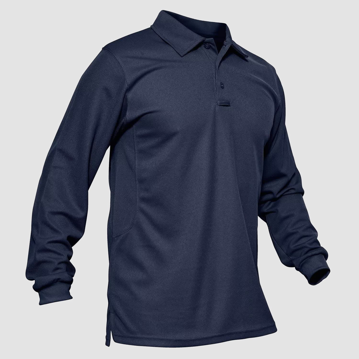 Snabbtorkande Andningsbar Långärmad Polo Shirt