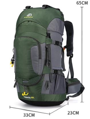 Herrarnas Outdoor Vandringsryggsäck 60L | Stor Ryggsäck för Resor, Camping, Vandring och Bergsklättring med Flera Fack