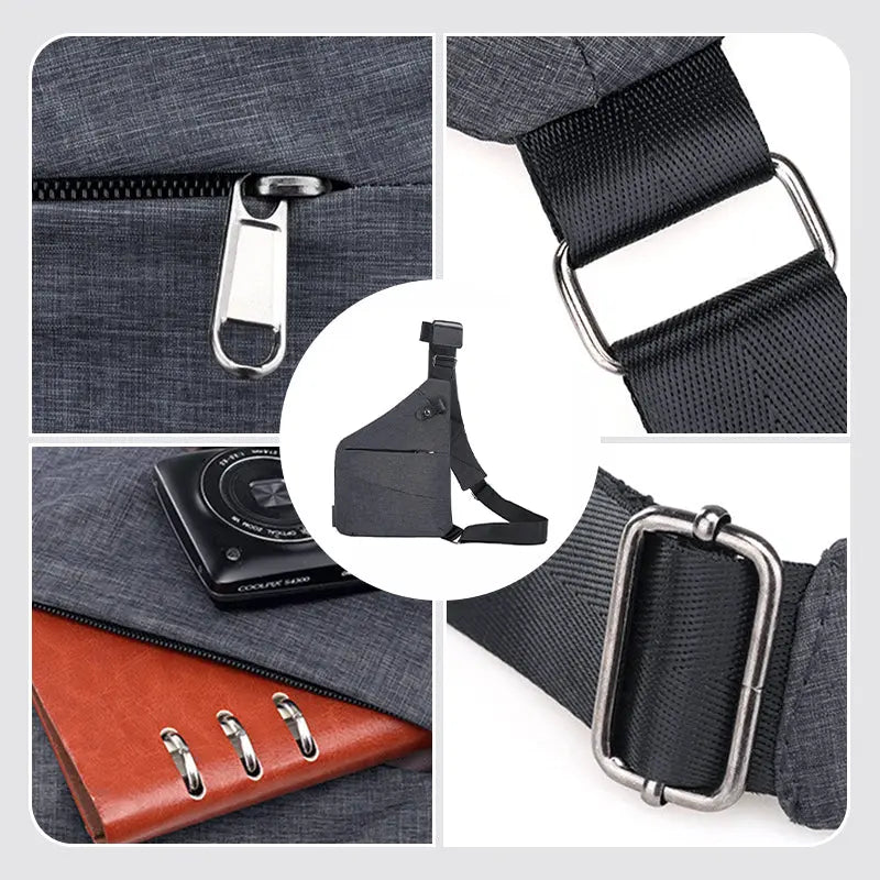 Unisex Crossbody Axelväska | Smal Bröstväska med Justerbar Rem för Resor, Arbete och Vardag