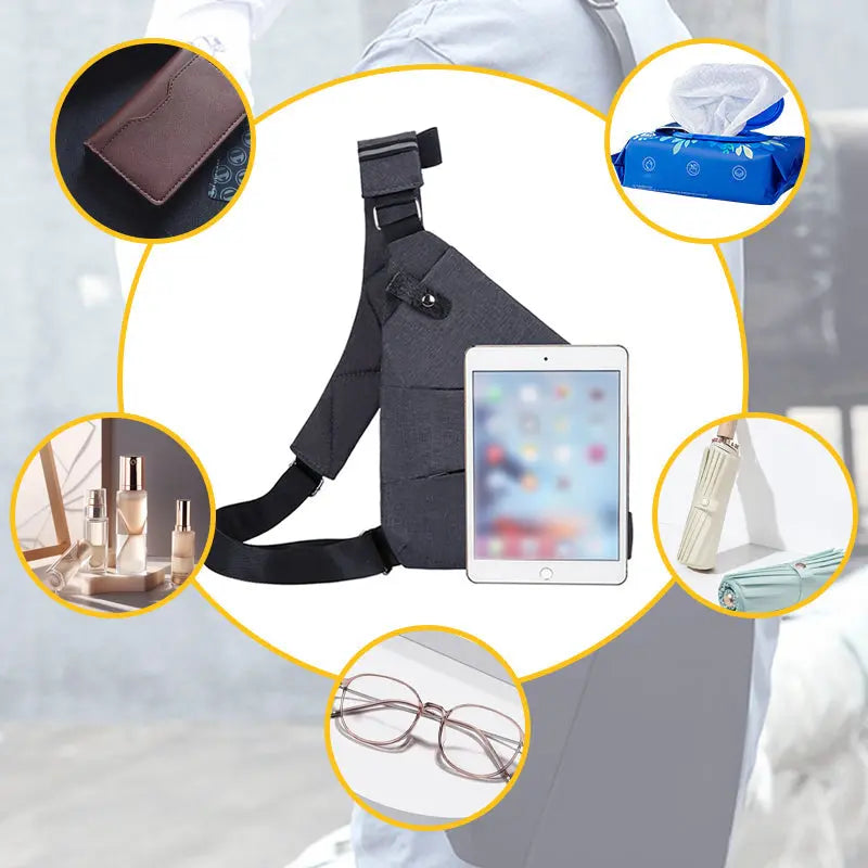 Unisex Crossbody Axelväska | Smal Bröstväska med Justerbar Rem för Resor, Arbete och Vardag