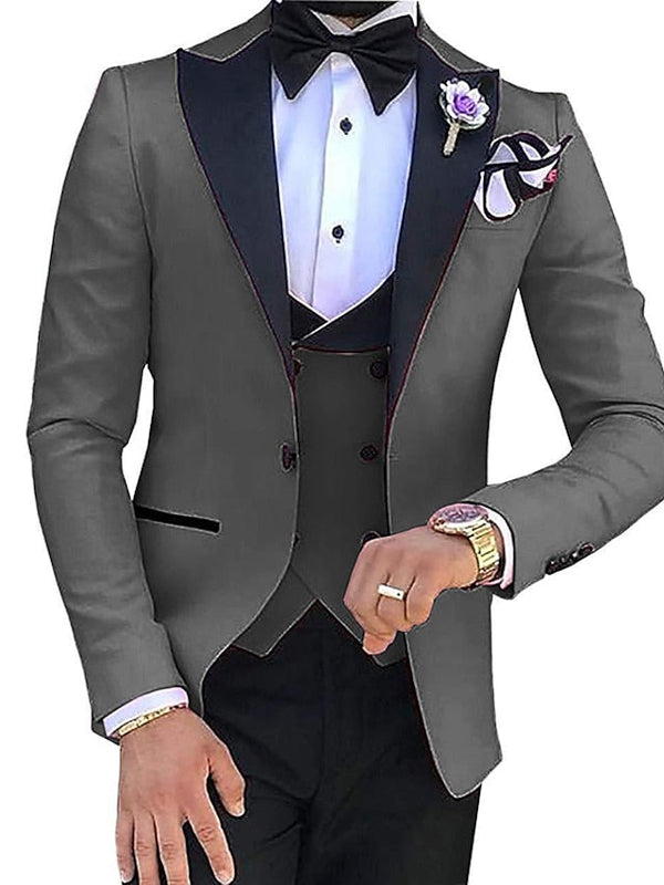 Slim Fit Bröllopskostym set för herr | 3 delar