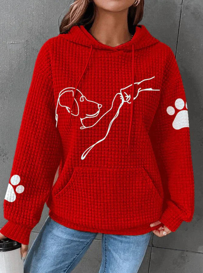 Dam Hoodie med Tryck | Hund och Tass Motiv Pullover