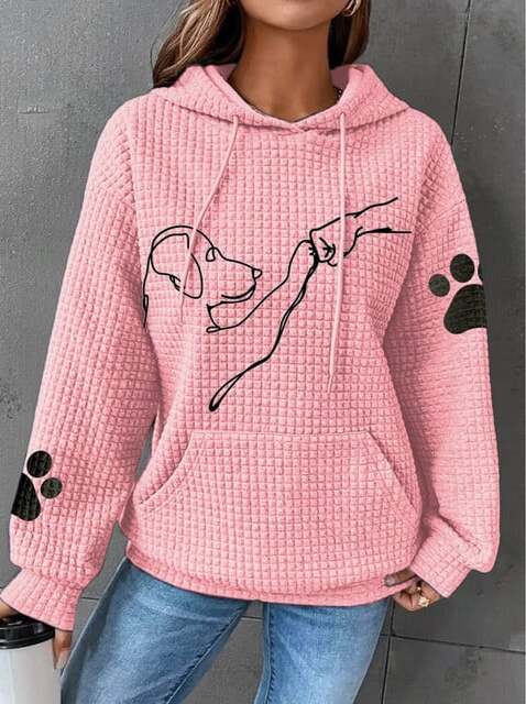 Dam Hoodie med Tryck | Hund och Tass Motiv Pullover