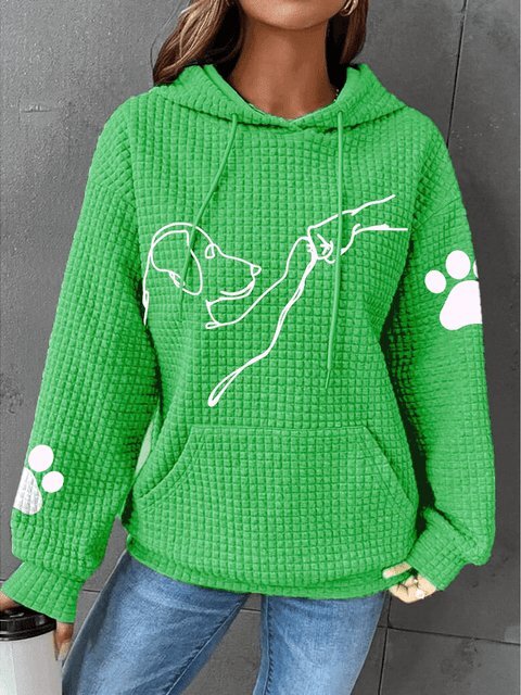 Dam Hoodie med Tryck | Hund och Tass Motiv Pullover