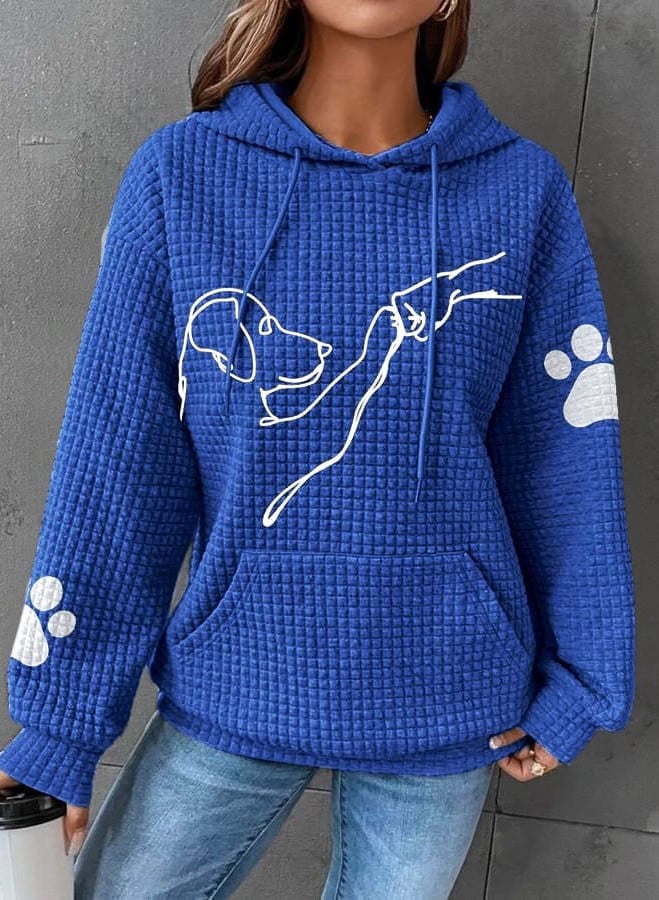 Dam Hoodie med Tryck | Hund och Tass Motiv Pullover