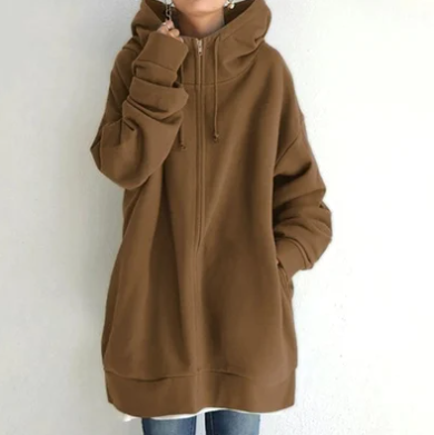 Dam Zip-Hoodie | Höst Vinter Tröja med Dragkedja