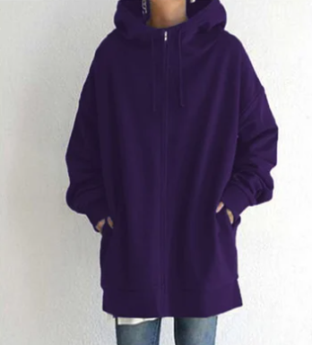 Dam Zip-Hoodie | Höst Vinter Tröja med Dragkedja