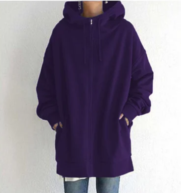 Dam Zip-Hoodie | Höst Vinter Tröja med Dragkedja