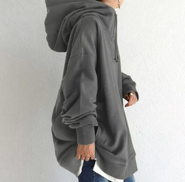 Dam Zip-Hoodie | Höst Vinter Tröja med Dragkedja