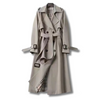 Lång Trenchcoat för Damer | Klassisk Dubbelsprättad Kappa med Skärp
