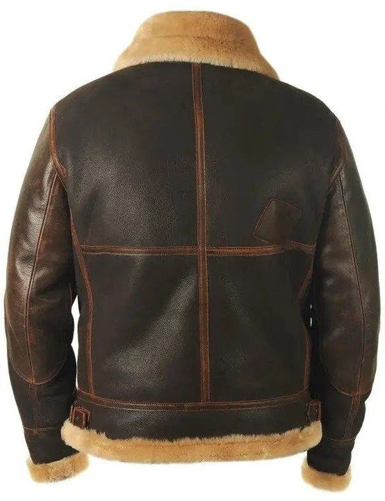 Herrjacka med Shearlingkrage | Vintage Flygarstil