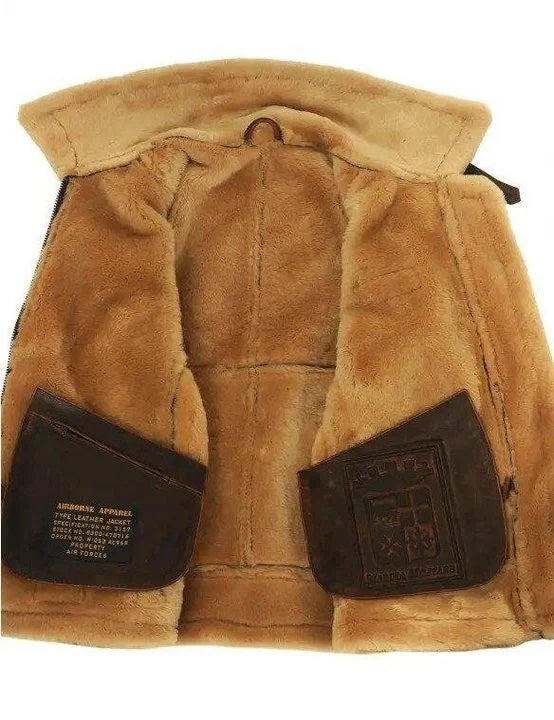 Herrjacka med Shearlingkrage | Vintage Flygarstil