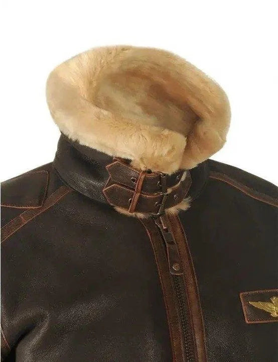 Herrjacka med Shearlingkrage | Vintage Flygarstil