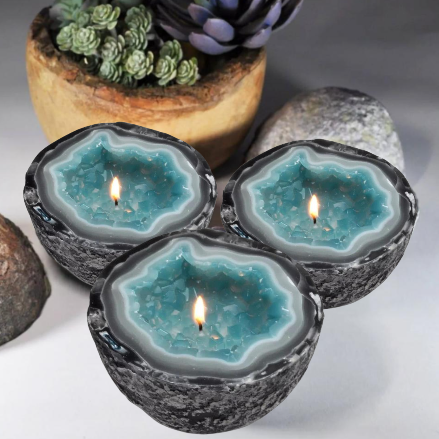 geode candle | 3 stycken stilfulla vattentäta pärljus