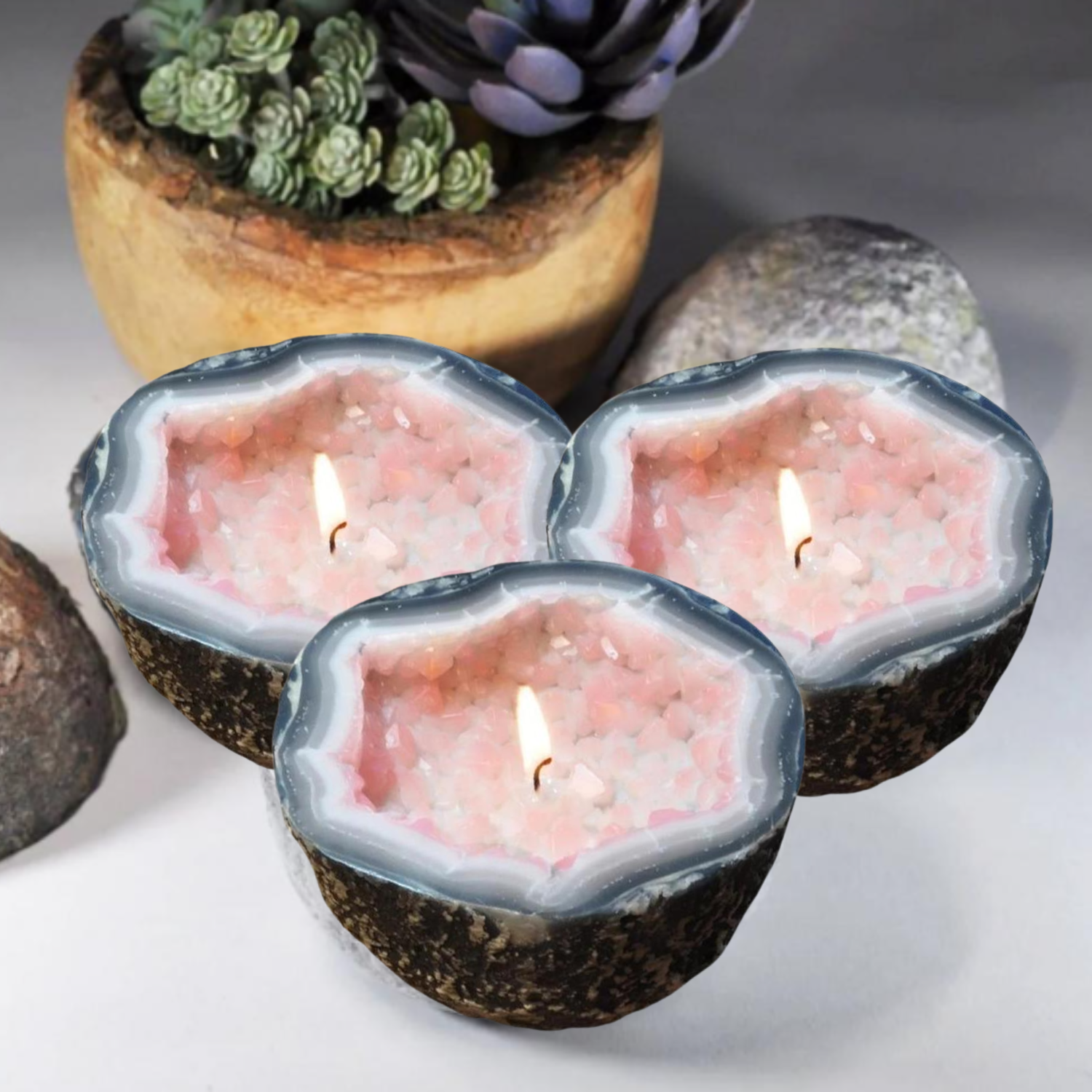 geode candle | 3 stycken stilfulla vattentäta pärljus