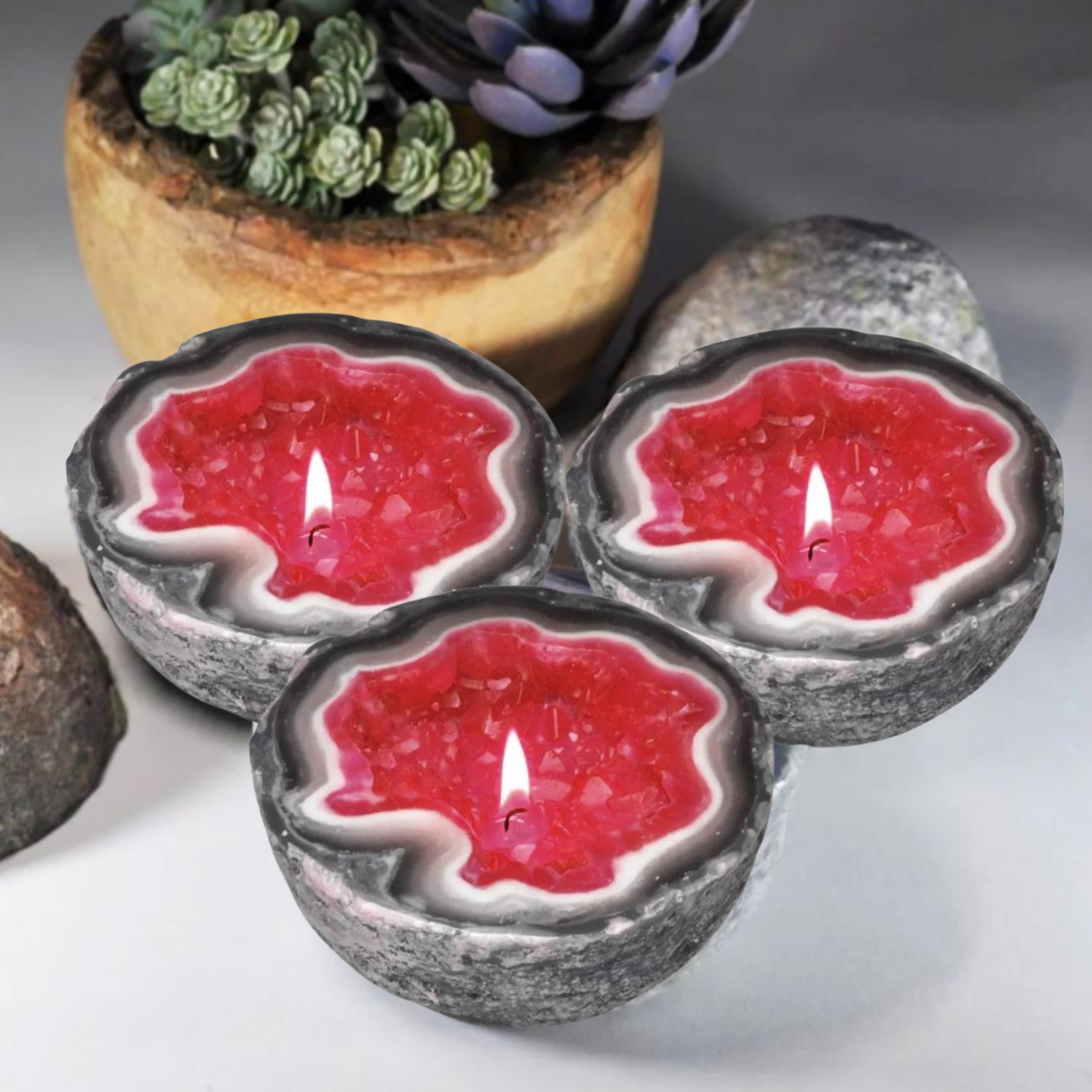 geode candle | 3 stycken stilfulla vattentäta pärljus