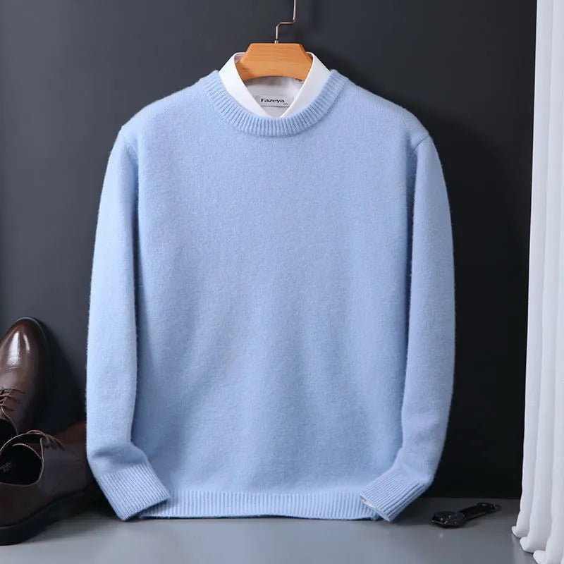 Herrtröja med Rund Hals | Klassisk Stickad Pullover