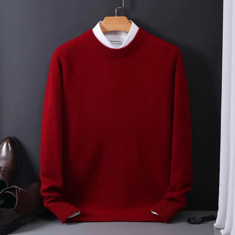 Herrtröja med Rund Hals | Klassisk Stickad Pullover
