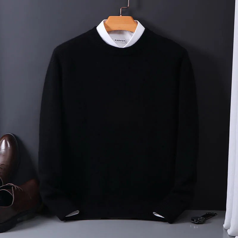 Herrtröja med Rund Hals | Klassisk Stickad Pullover