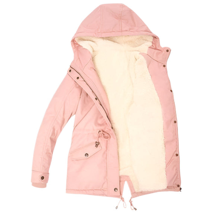 Vadderad parka-jacka för dam | med huva